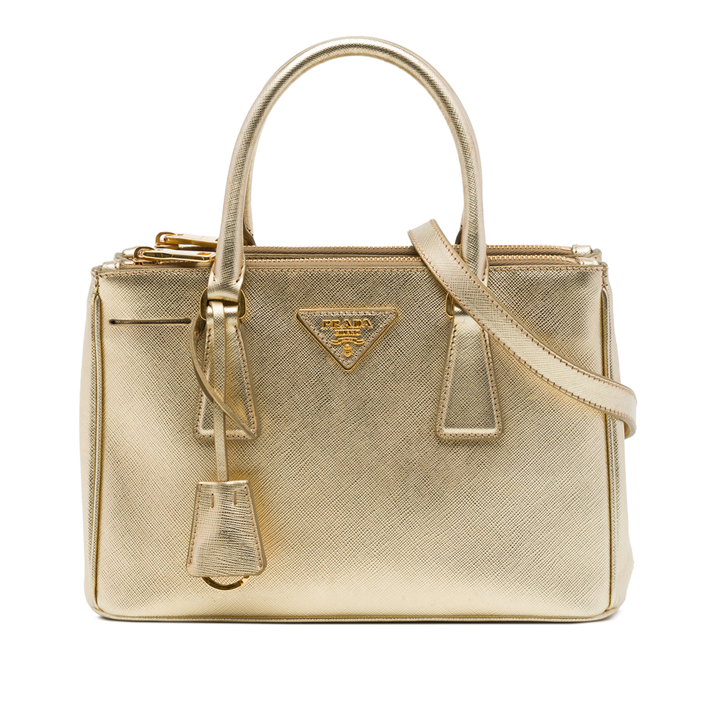Pre-Loved Prada Mini Metallic Saffiano Lux Galleria Double Zip Satchel
